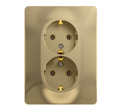 Розетка двухместная Systeme Electric GLOSSA, скрытый монтаж, с заземлением, титан