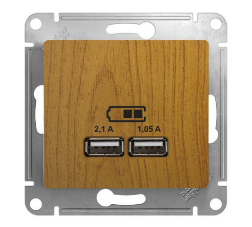 Розетка 2xUSB Systeme Electric GLOSSA, дуб