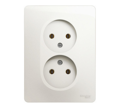 Розетка двухместная Systeme Electric GLOSSA, скрытый монтаж, без заземления, перламутр