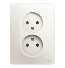 Розетка двухместная Systeme Electric GLOSSA, скрытый монтаж, без заземления, перламутр