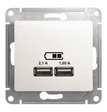 Розетка 2xUSB Systeme Electric GLOSSA, перламутр