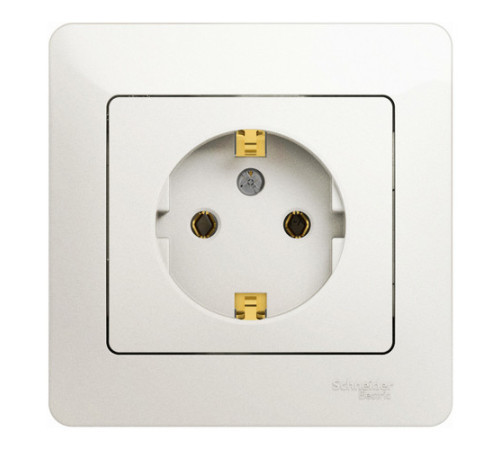 Розетка Systeme Electric GLOSSA, скрытый монтаж, с заземлением, перламутр