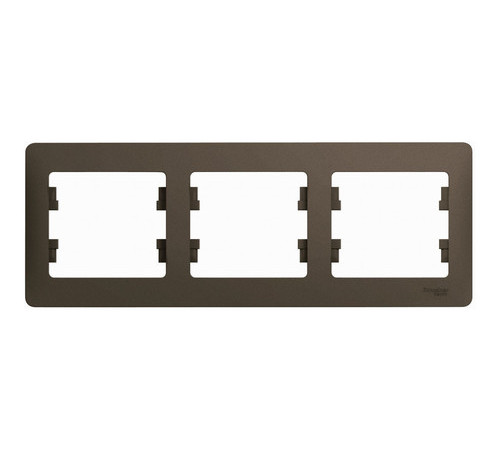 Рамка 3 поста Systeme Electric GLOSSA, горизонтальная, шоколад