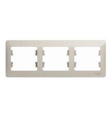 Рамка 3 поста Systeme Electric GLOSSA, горизонтальная, молочный
