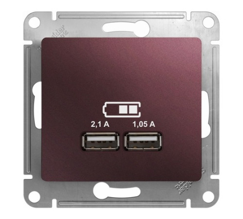 Розетка 2xUSB Systeme Electric GLOSSA, баклажановый