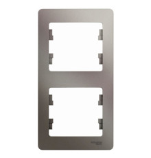 Рамка 2 поста Systeme Electric GLOSSA, вертикальная, платина