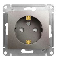 Розетка Systeme Electric GLOSSA, скрытый монтаж, с заземлением, со шторками, платина