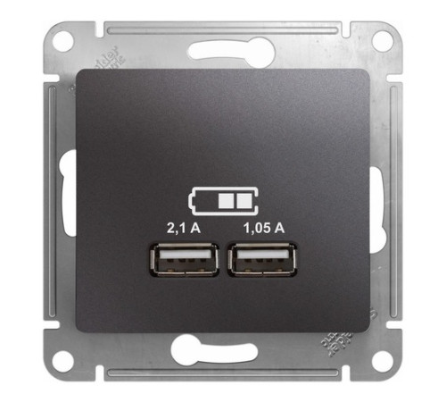 Розетка 2xUSB Systeme Electric GLOSSA, графит