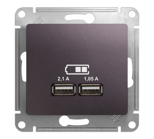 Розетка 2xUSB Systeme Electric GLOSSA, сиреневый туман