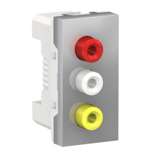 UNICA MODULAR РОЗЕТКА 3 RCA, 2 модуля, АЛЮМИНИЙ
