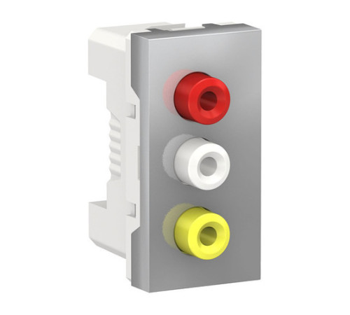 UNICA MODULAR РОЗЕТКА 3 RCA, 2 модуля, АЛЮМИНИЙ