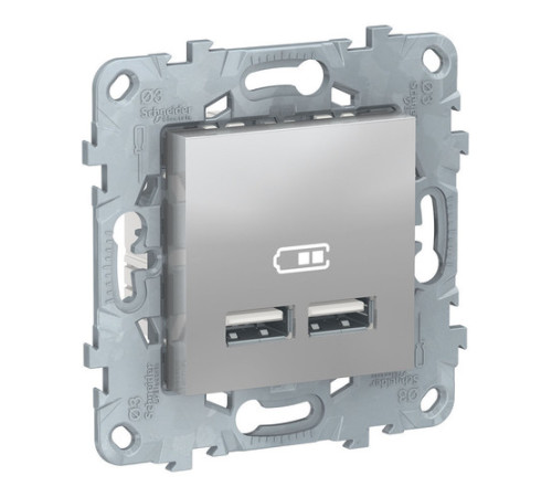 Розетка 2xUSB Schneider Electric UNICA NEW, алюминий