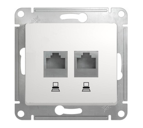 Розетка двойная компьютерная RJ45 Cat.5 Systeme Electric GLOSSA, белый