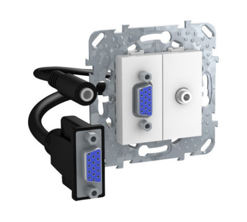 Коннектор VGA+mini-jack Schneider Electric UNICA, белый, MGU5.932.18ZD