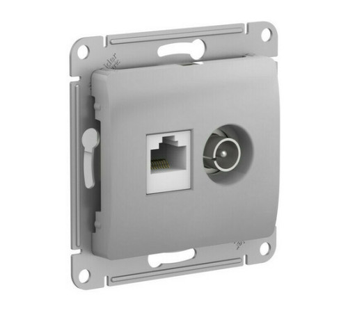 GLOSSA РОЗЕТКА двойная ТВ + компьютерная RJ45, кат. 5Е, механизм, АЛЮМИНИЙ