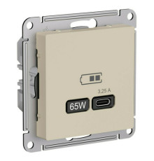 Розетка USB type C Systeme Electric ATLASDESIGN, скрытый монтаж, песочный, ATN001227