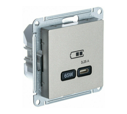 Розетка USB type C Systeme Electric ATLASDESIGN, скрытый монтаж, шампань, ATN000527