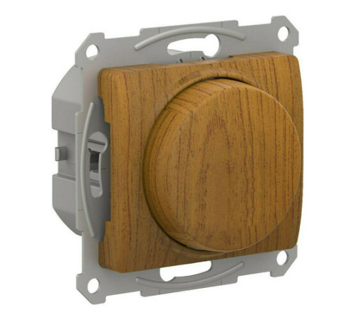 Светорегулятор (диммер) 10-400 Вт/ВА, для LED 3-150 Вт/ВА поворотно-нажимной, GLOSSA, дуб