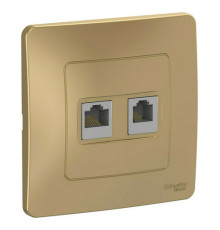 Розетка телефонная+компьютерная RJ11+RJ45 Systeme Electric BLANCA, скрытый монтаж, титан, BLNIS045114