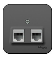Розетка телефонная+компьютерная RJ11+RJ45 Systeme Electric BLANCA, открытый монтаж, антрацит, BLNIA045116
