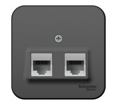 Розетка телефонная+компьютерная RJ11+RJ45 Systeme Electric BLANCA, открытый монтаж, антрацит, BLNIA045116
