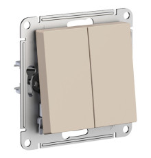 Выключатель 2-клавишный кнопочный Systeme Electric ATLASDESIGN, скрытый монтаж, песочный, ATN001217