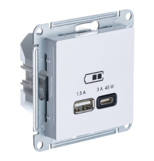 Розетка USB+USB type C Systeme Electric ATLASDESIGN, скрытый монтаж, лотос, ATN001329