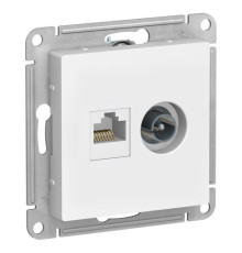 Розетка ТВ+компьютерная TV+RJ45 Systeme Electric ATLASDESIGN, скрытый монтаж, лотос, ATN001389