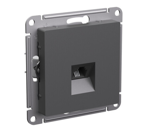 Розетка телефонная RJ11 Systeme Electric ATLASDESIGN, скрытый монтаж, базальт, ATN001481