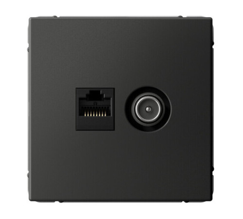 Розетка ТВ+компьютерная TV+RJ45 Systeme Electric ARTGALLERY, скрытый монтаж, базальт, GAL001489
