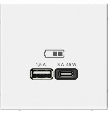 Розетка USB type C Systeme Electric ARTGALLERY, скрытый монтаж, белый