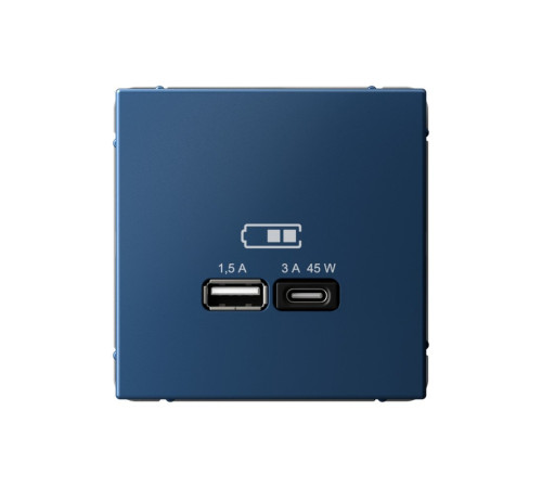 Розетка USB+USB type C Systeme Electric ARTGALLERY, скрытый монтаж, аквамарин