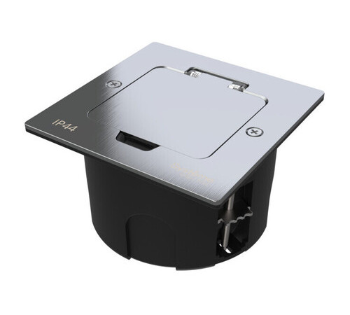 Systeme Elecrtic MultiDesk Серебро Лючок на 2 модуля IP44 с монтажной коробкой для стены, фальшпола, стола, тип MDK20