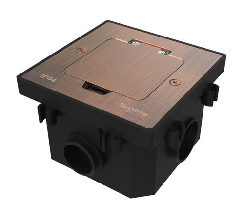 Systeme Elecrtic MultiDesk Медь Лючок на 2 модуля IP44 с монтажной коробкой для бетонных полов, тип MDK20